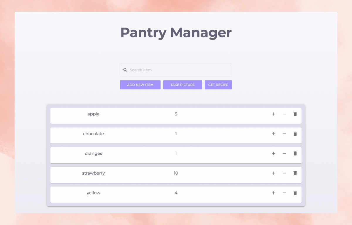 Pantry Manager Screenshot